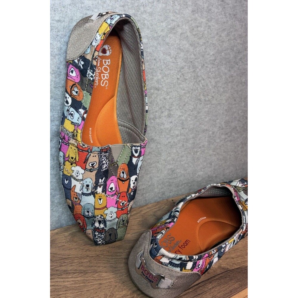 Bobs Shoe Sz 9 For The Love Of Dogs Flats Comfort Shoe Memory Foam Slip On